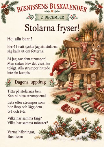 Brev 2 december: Stolarna fryser!
