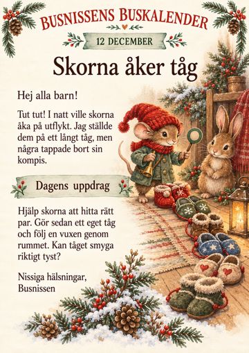 Brev 12 december: Skorna åker tåg