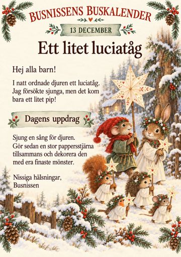 Brev 13 december: Ett litet luciatåg