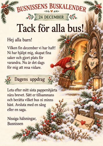 Brev 24 december: Tack för alla bus!