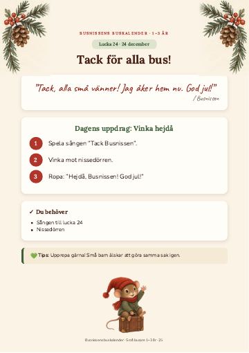 Lucka 24 december: Tack för alla bus!